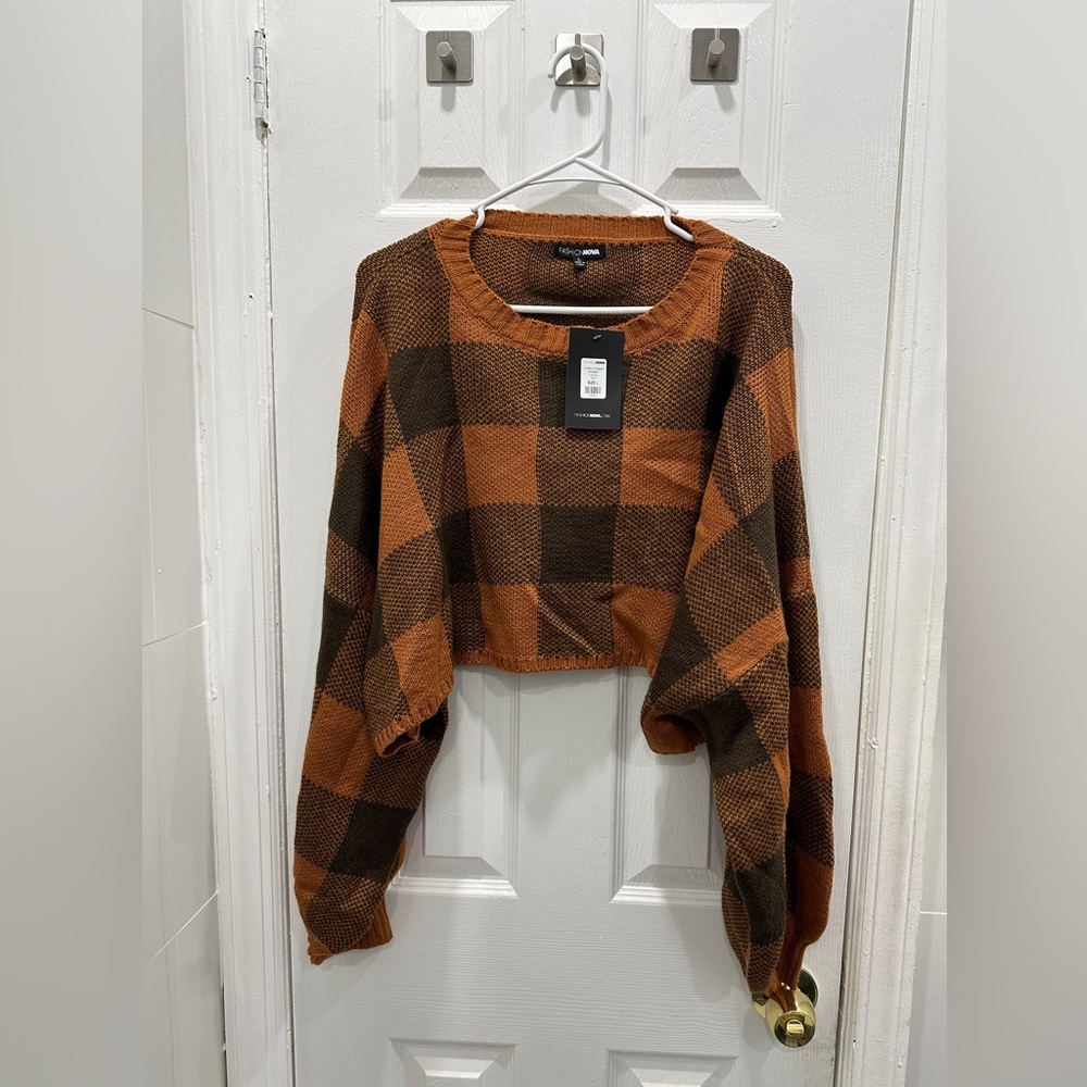 Cropped plaid sweater